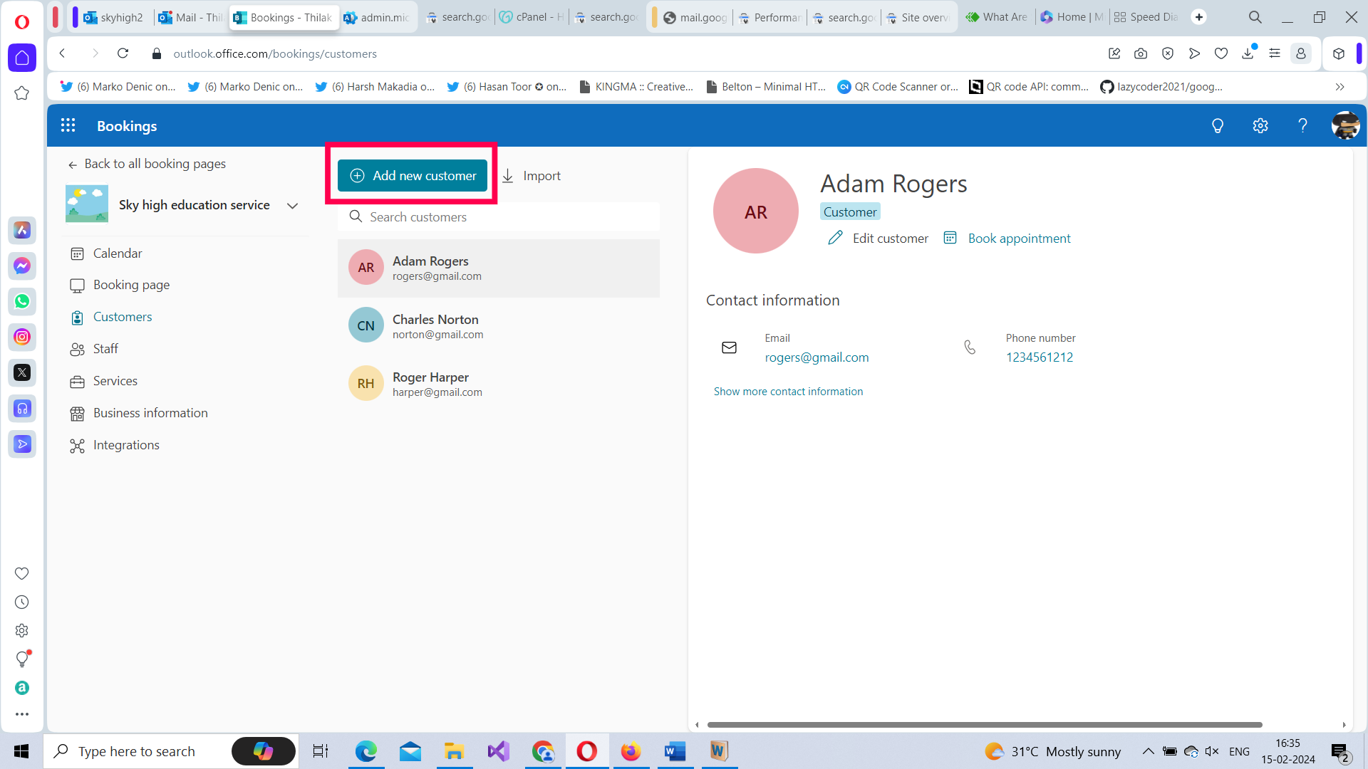 Adding customers from customers tab.  