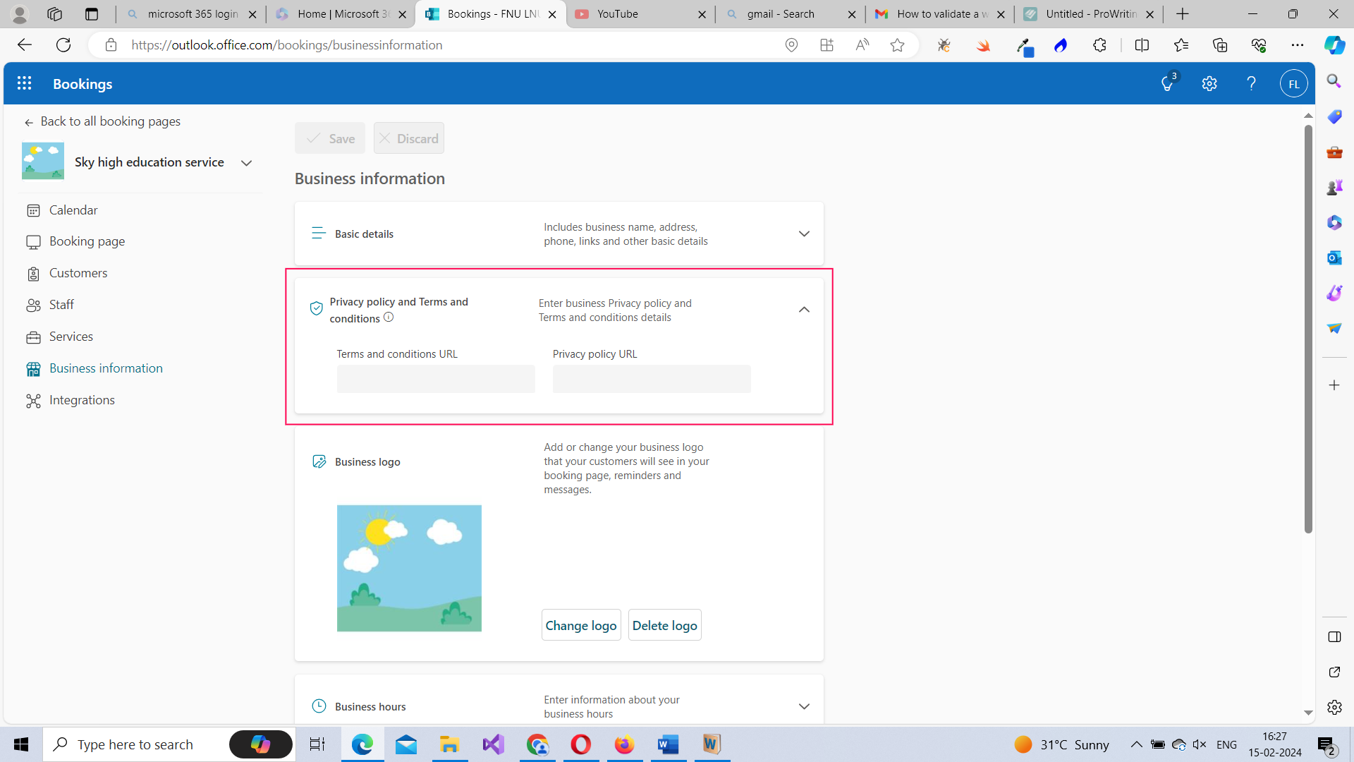 Adding privacy policy/terms of conditions to the booking page.  