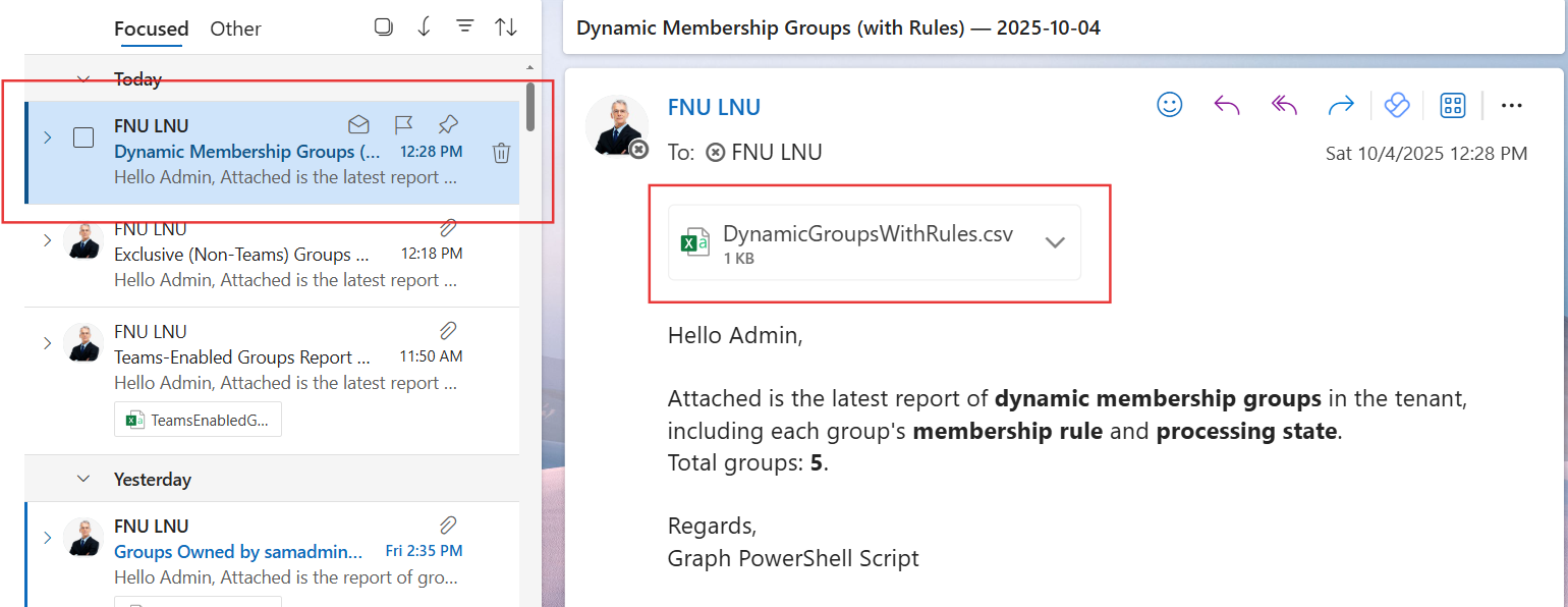 Fetch and Email Microsoft 365 Dynamic Membership Groups